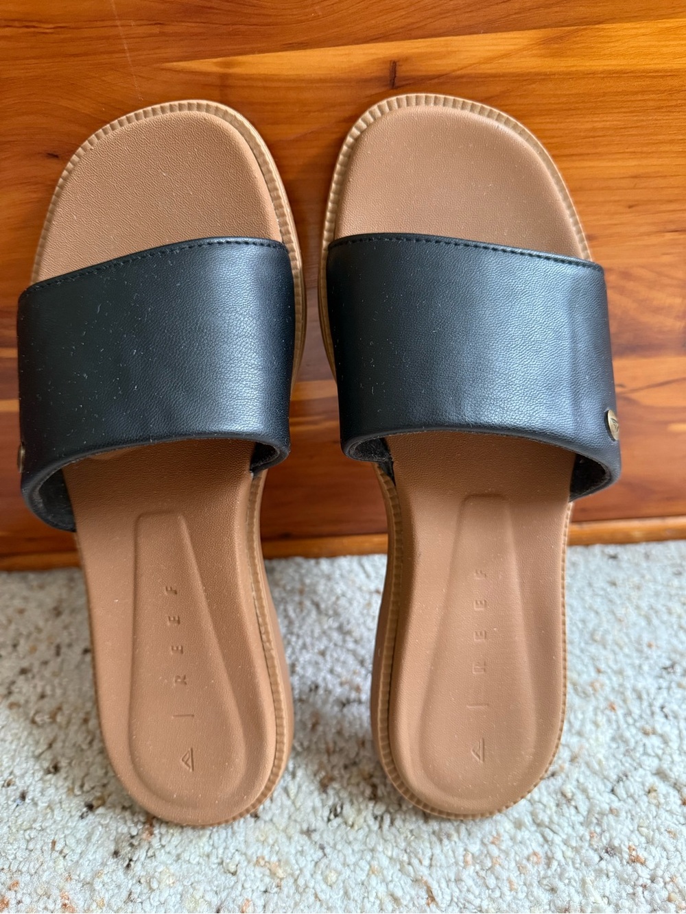 Reef Black and Tan Slide Sandals - Women's Everyday Comfort